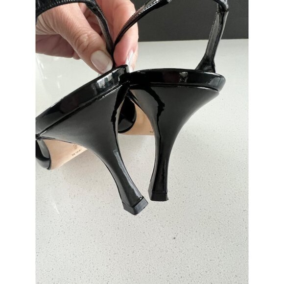 Manolo Blahnik Bretto black Patent Leather Slingback Pumps Size 36.5 - Picture 11 of 12